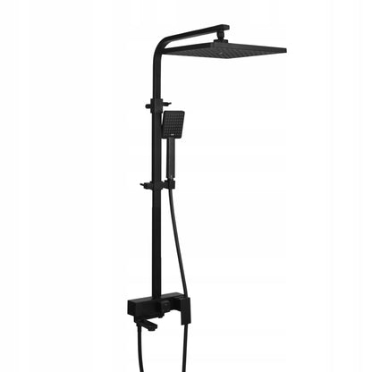 Sieninis juodas vonios ir dušo maišytuvas su lietaus galvute, rankinio dušo galvute ir žarna