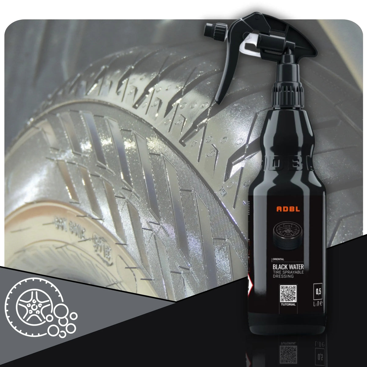 ADBL Black Water padangų ir gumos blizgiklis bei apsauga, rinkinys, 500 ml