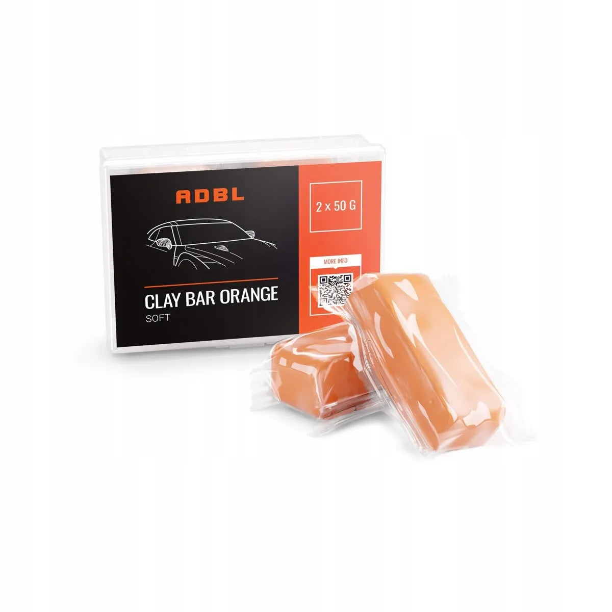 ADBL Clay Bar Orange, 2 × 50 g minkšta molio masė automobilių lakui