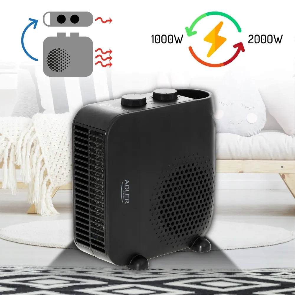 ADLER 7725B elektrinis termoventiliatorius 2000 W su ventiliatoriumi ir termostatu