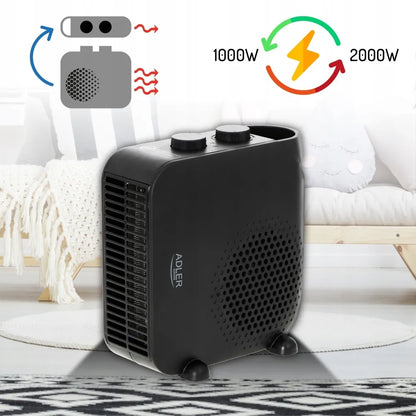 ADLER 7725B elektrinis termoventiliatorius 2000 W su ventiliatoriumi ir termostatu