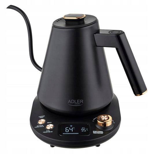 ADLER AD 1349 belaidis elektrinis virdulys „Gooseneck“, 1 l, 1100 W, su temperatūros reguliavimu