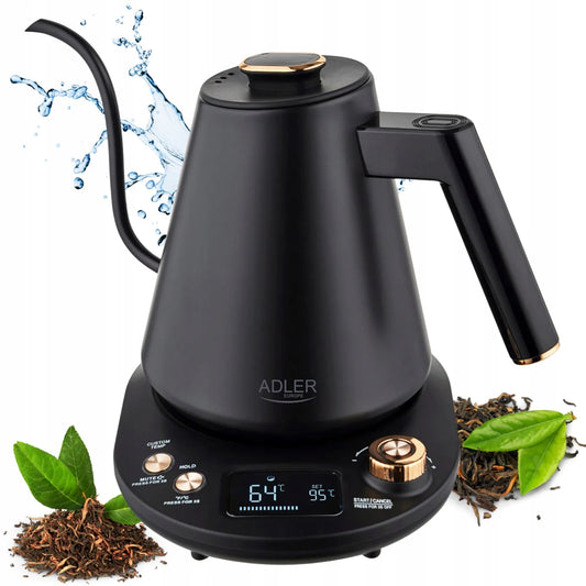 ADLER AD 1349 belaidis elektrinis virdulys „Gooseneck“, 1 l, 1100 W, su temperatūros reguliavimu