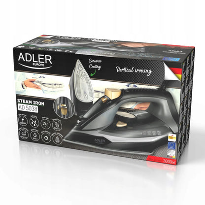 Adler AD 5038 garinis lygintuvas su keraminiu padu, 3000 W, vertikalus garinimas, „Anti-Calc“