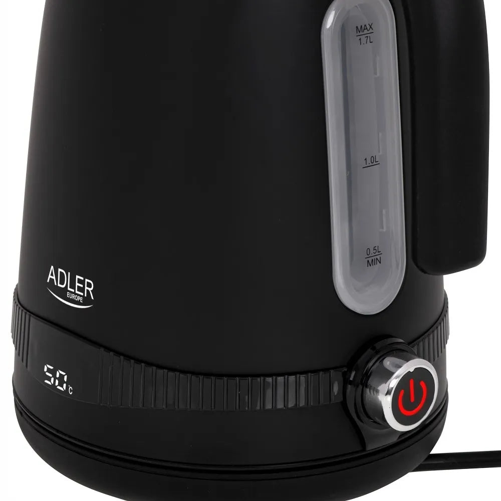 ADLER AD1295b belaidis metalinis elektrinis virdulys, 1,7 l, 2200 W, su temperatūros reguliavimu