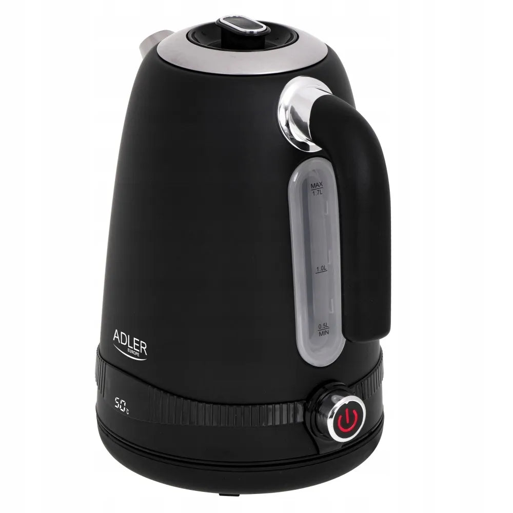 ADLER AD1295b belaidis metalinis elektrinis virdulys, 1,7 l, 2200 W, su temperatūros reguliavimu