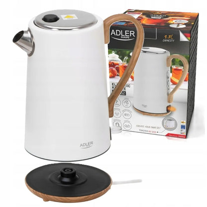 Adler AD1352 elektrinis virdulys, 2200 W, 1,7 l, baltas, metalinis