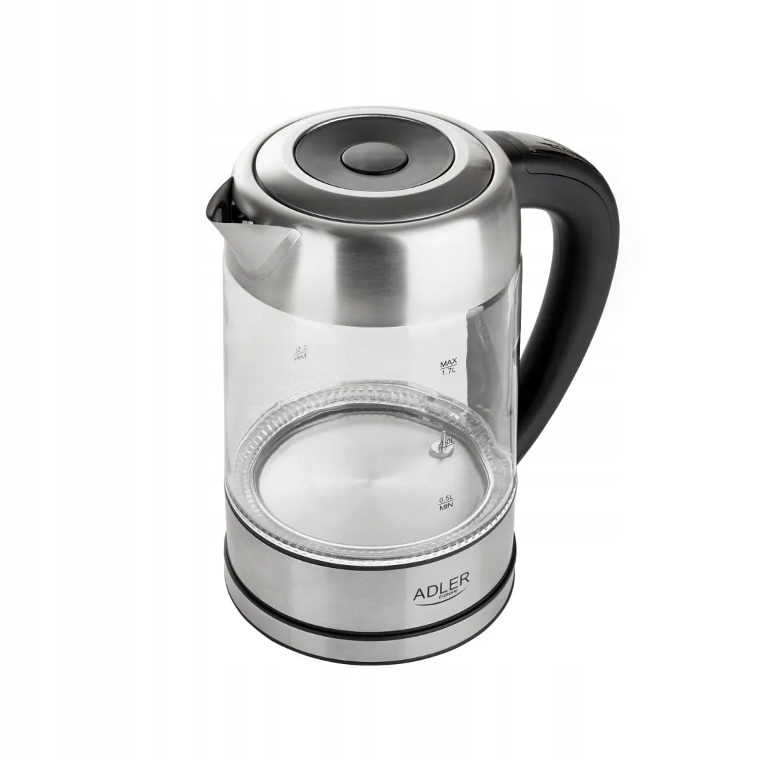Adler ADL118283 stiklinis elektrinis virdulys, 1,7 l, su temperatūros reguliavimu ir LED apšvietimu