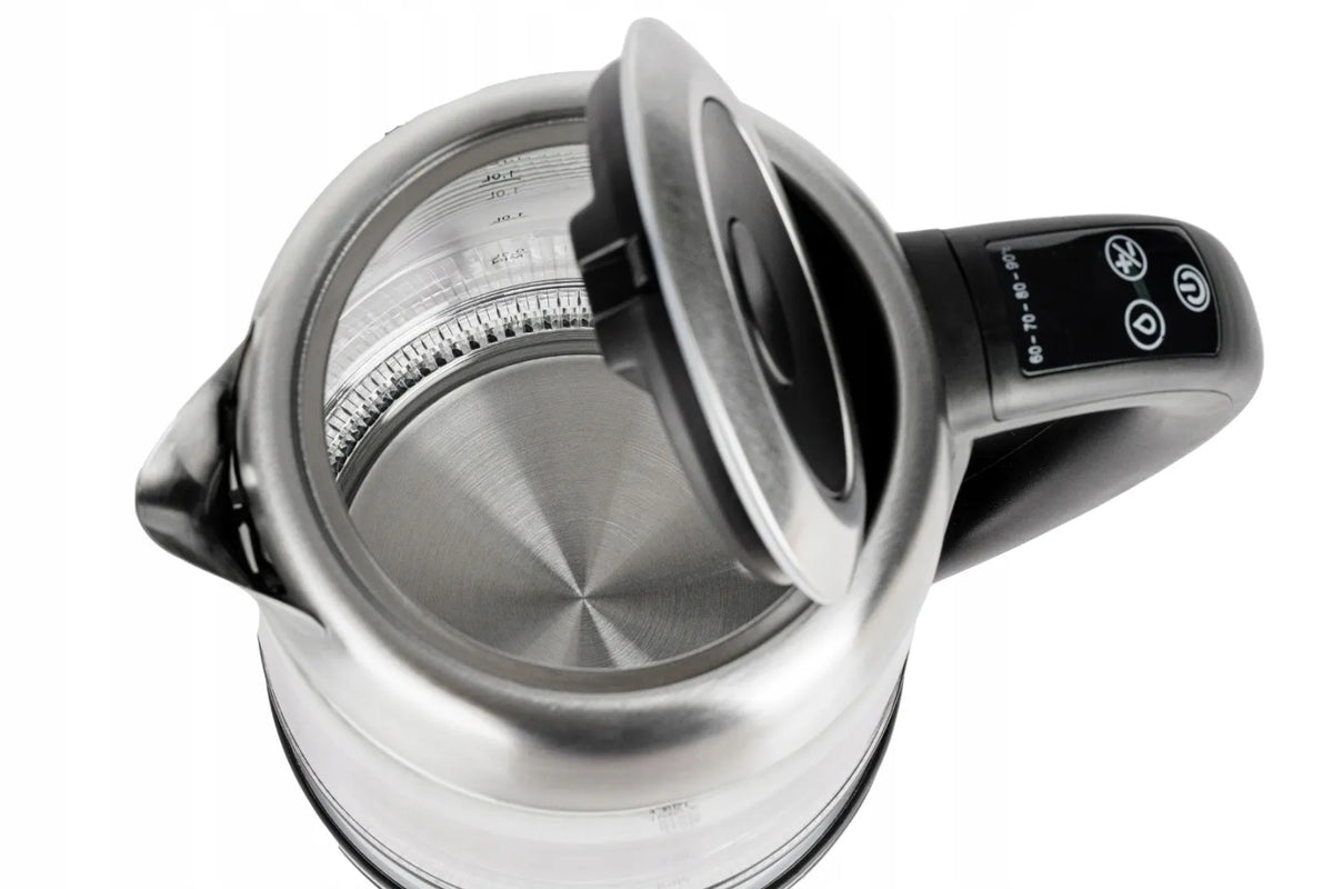 Adler ADL118283 stiklinis elektrinis virdulys, 1,7 l, su temperatūros reguliavimu ir LED apšvietimu