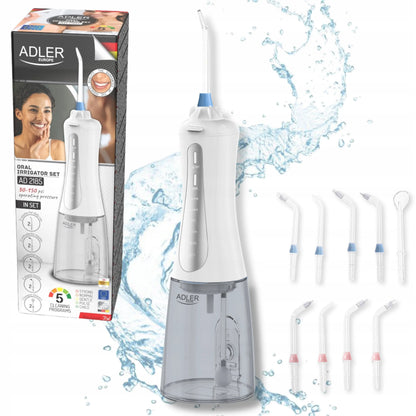 „Adler“ belaidis burnos irigators, 10 antgalių, 5 režimai, USB-C, 350 ml, AD2185