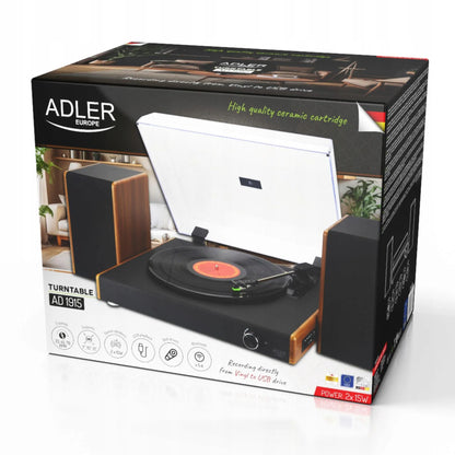 Adler Gramofon 1915 vinilinių plokštelių grotuvas Bluetooth USB 3 greičiai 7 10 12 colių