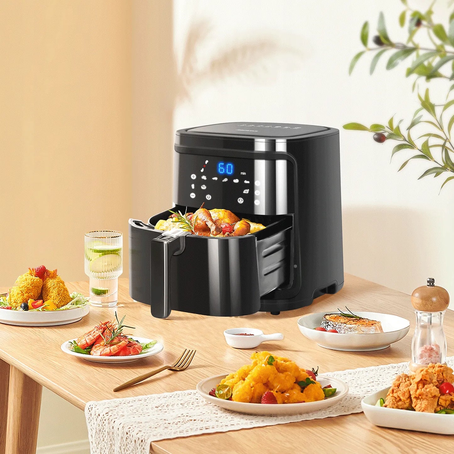 Aigostar 7L 1900W bekailė gruzdintuvė Air Fryer XL LCD Smart juoda