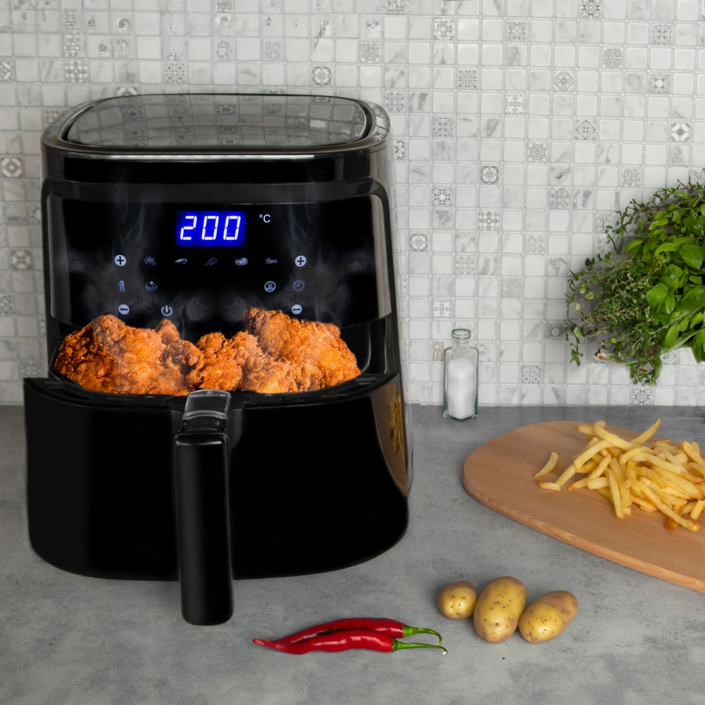 Aigostar 7L 1900W bekailė gruzdintuvė Air Fryer XL LCD Smart juoda