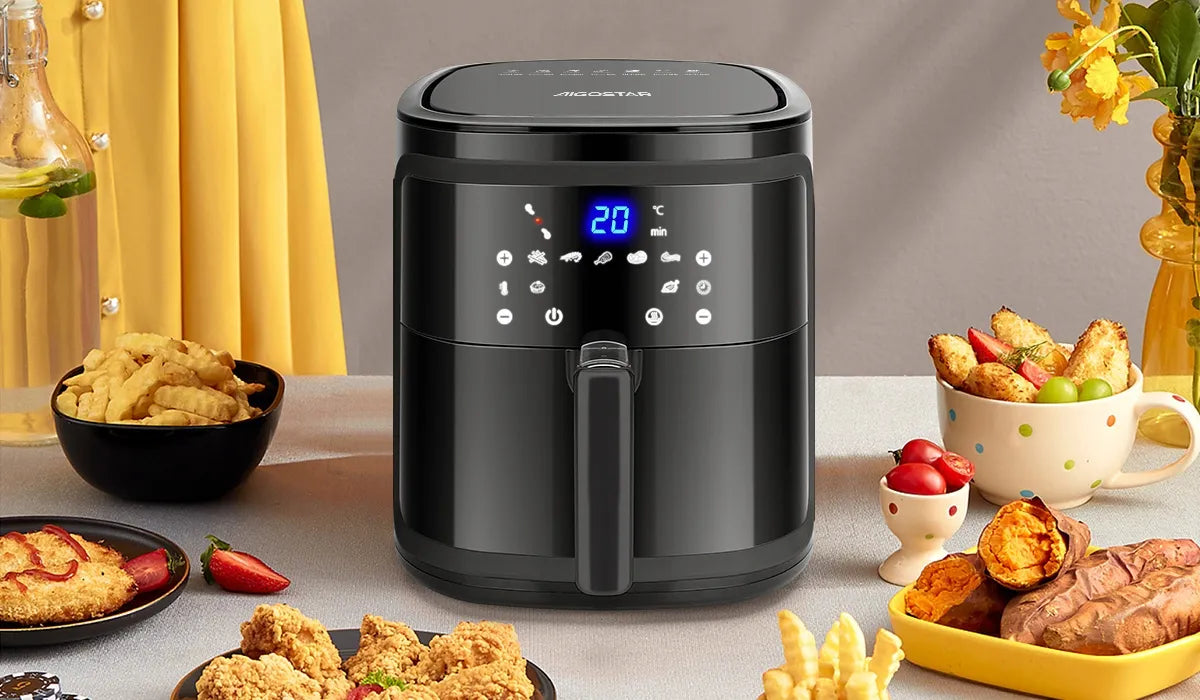 Aigostar 7L 1900W bekailė gruzdintuvė Air Fryer XL LCD Smart juoda