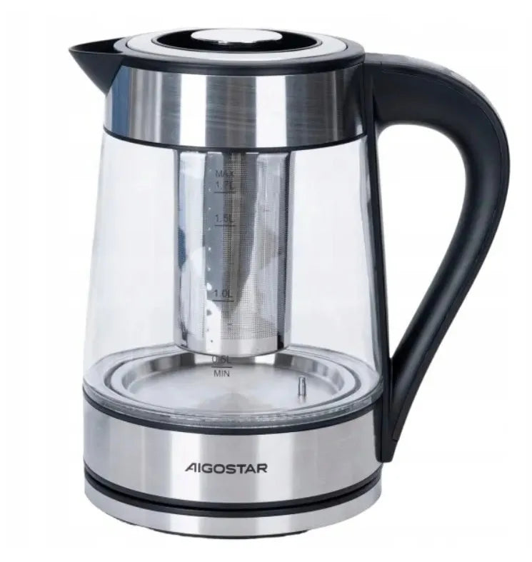 „Aigostar“ elektrinis virdulys su temperatūros reguliavimu, 2200 W, 1,7 l, sidabrinis / pilkas