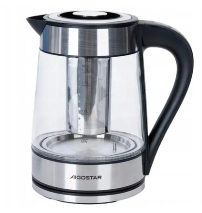 „Aigostar“ elektrinis virdulys su temperatūros reguliavimu, 2200 W, 1,7 l, sidabrinis / pilkas