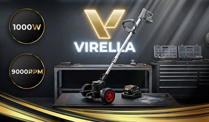 Akumuliatorinė žoliapjovė - trimeris su ratukais Virella, 2xAKU rinkinys