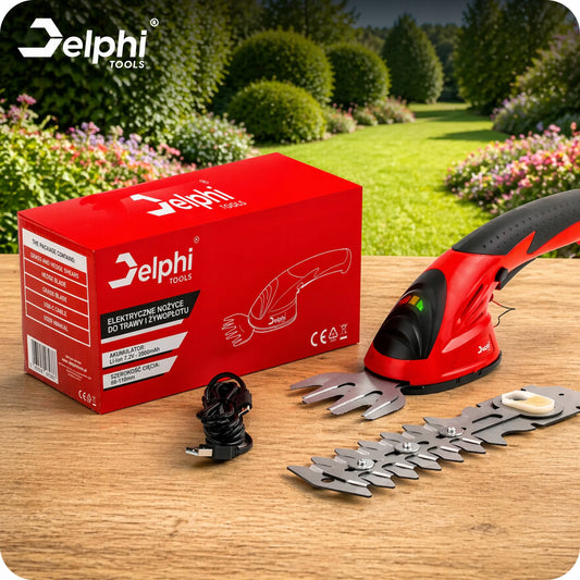 AKUMULIATORINĖS ELEKTRINĖS ŽOLĖS IR GYVATVORIŲ ŽIRKLĖS DELPHI TOOLS, USB-C, 2 Ah, 2 PEILIAI