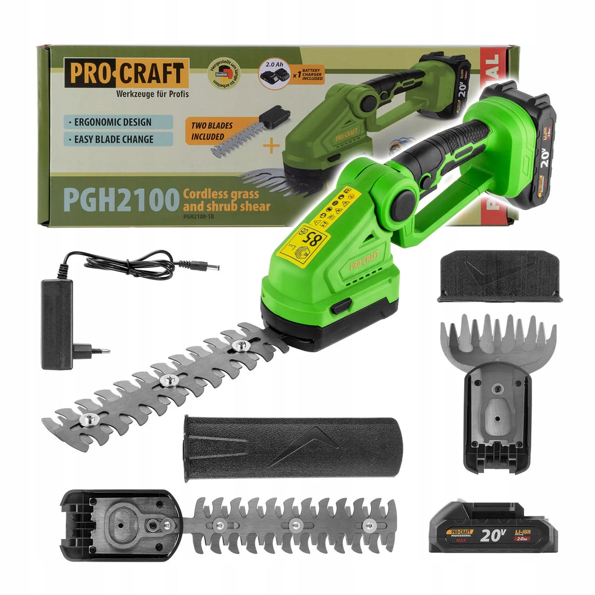 Akumuliatorinės žirklės žolei ir gyvatvorėms Procraft PGH2100
