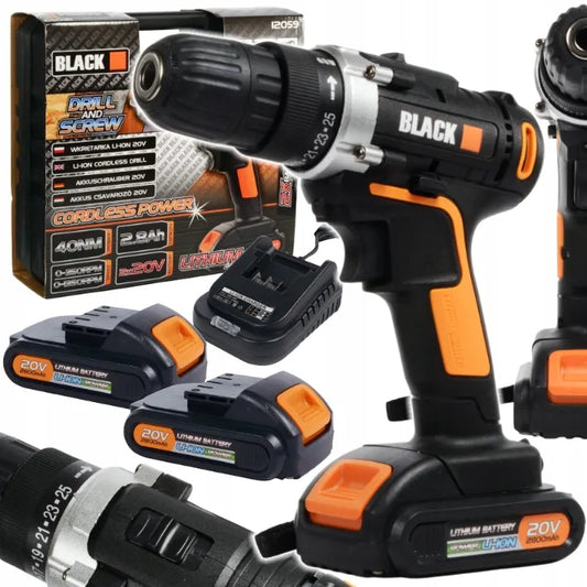 Akumuliatorinis gręžtuvas-suktuvas Black 20V Li-Ion