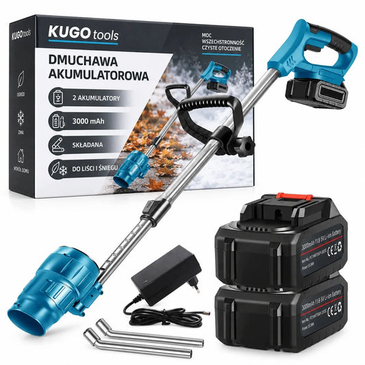 Akumuliatorinis lapų ir sniego pūstuvas, sulankstomas sodo modelis, 2 akumuliatoriai po 3000 mAh