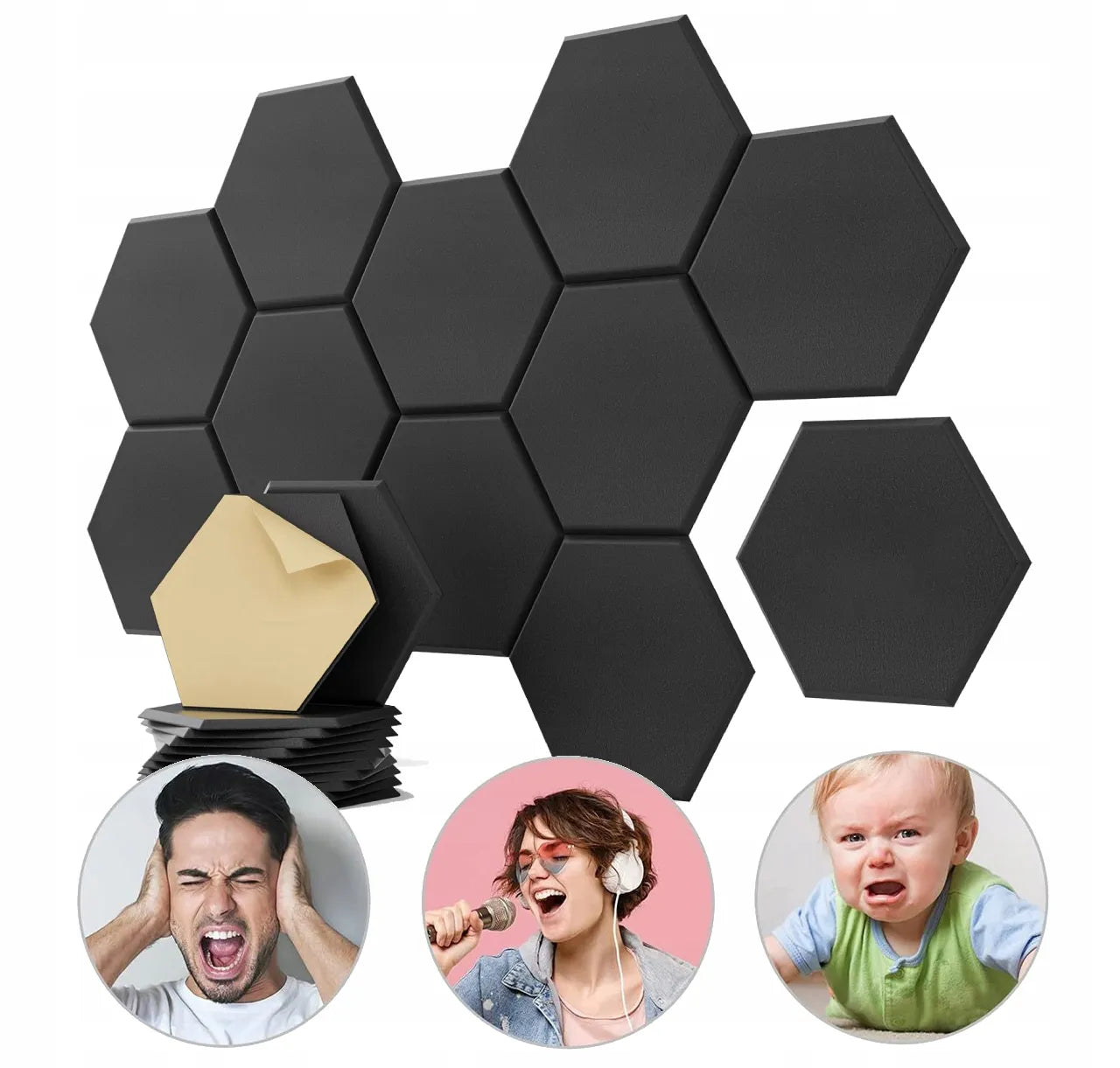Akustinės garsą izoliuojančios šešiakampės plokštės HEXAGON 12 vnt. žaidėjų kambariui
