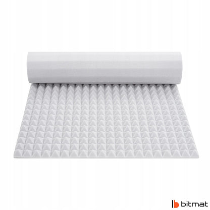 Akustinis skydelis šviesiai pilka piramidė be klijų 2m x 1m 4cm dizainas