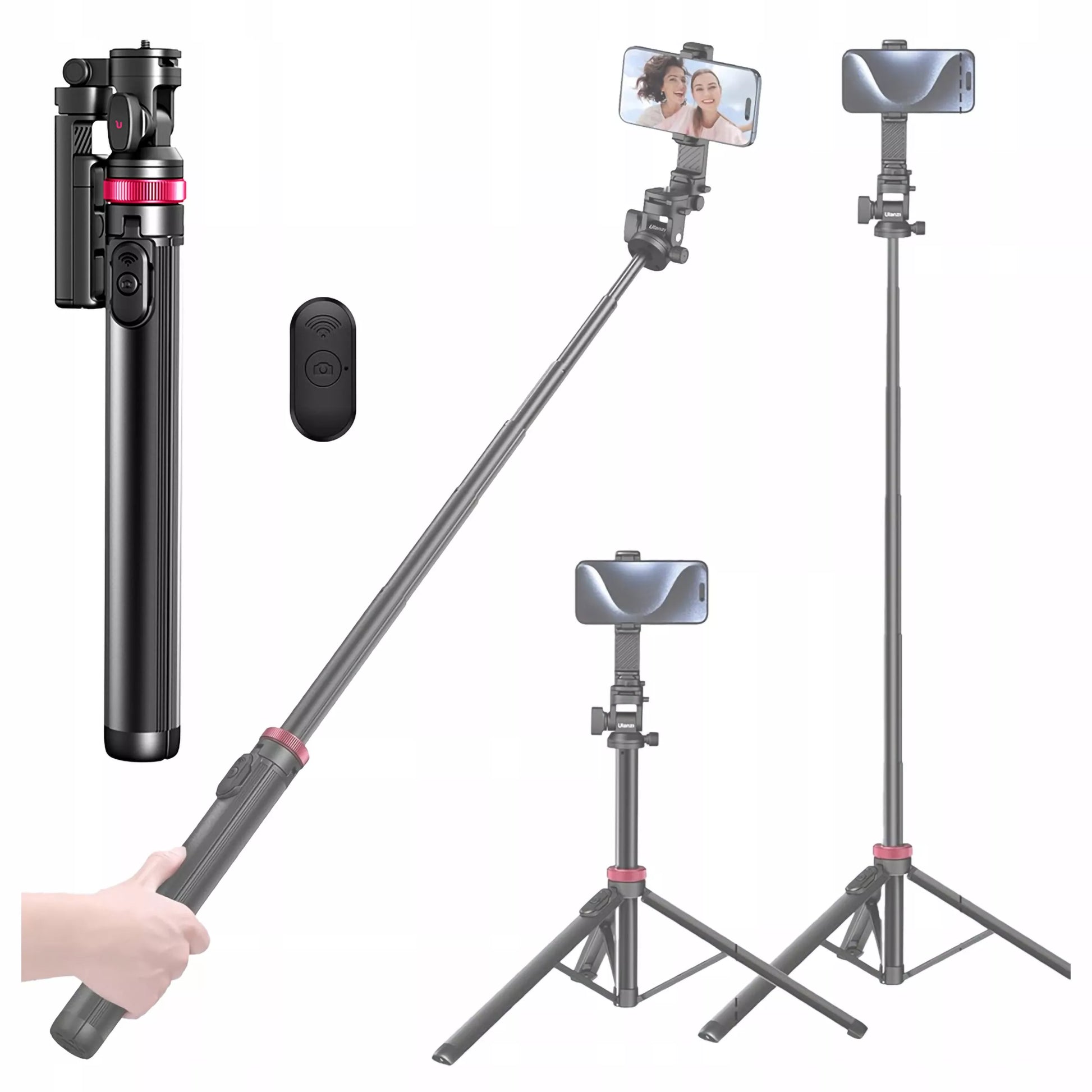 Aliumininis Ulanzi MT-78 trikojis išmaniajam telefonui ir sisteminiam fotoaparatui + BT nuotolinio valdymo pultelis