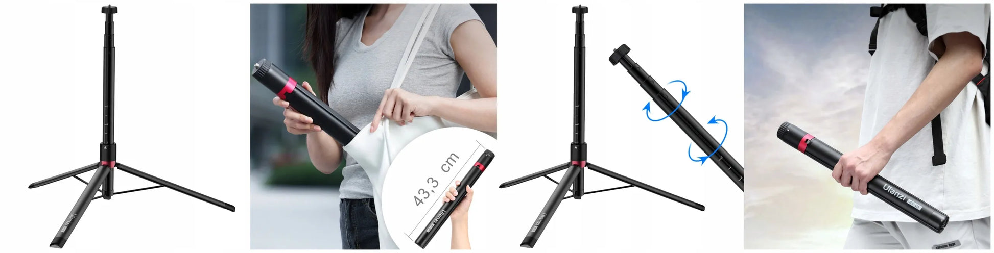 Aliuminis studijinis trikojis 153 cm ULANZI AT-01 1/4 ir 3/8 colio vlogeriams