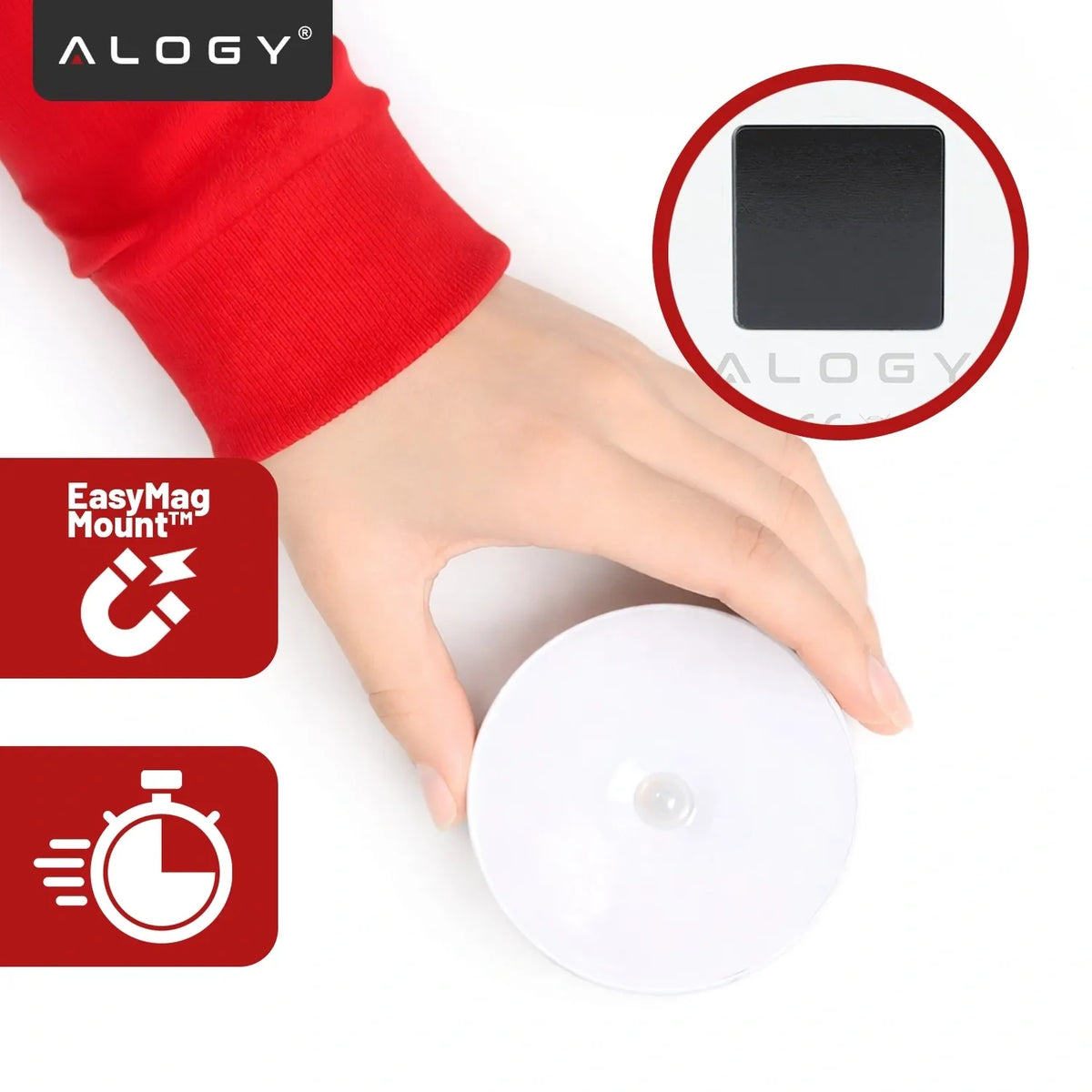 „Alogy“ 8 LED naktinė lemputė su PIR judesio jutikliu, USB įkrovimas, balta šviesa, skirta laiptams