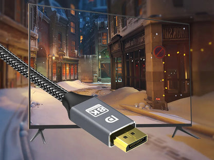 Alogy 8K/60Hz DisplayPort 1.4 2m pilkas laidas didelės spartos HDR 3D