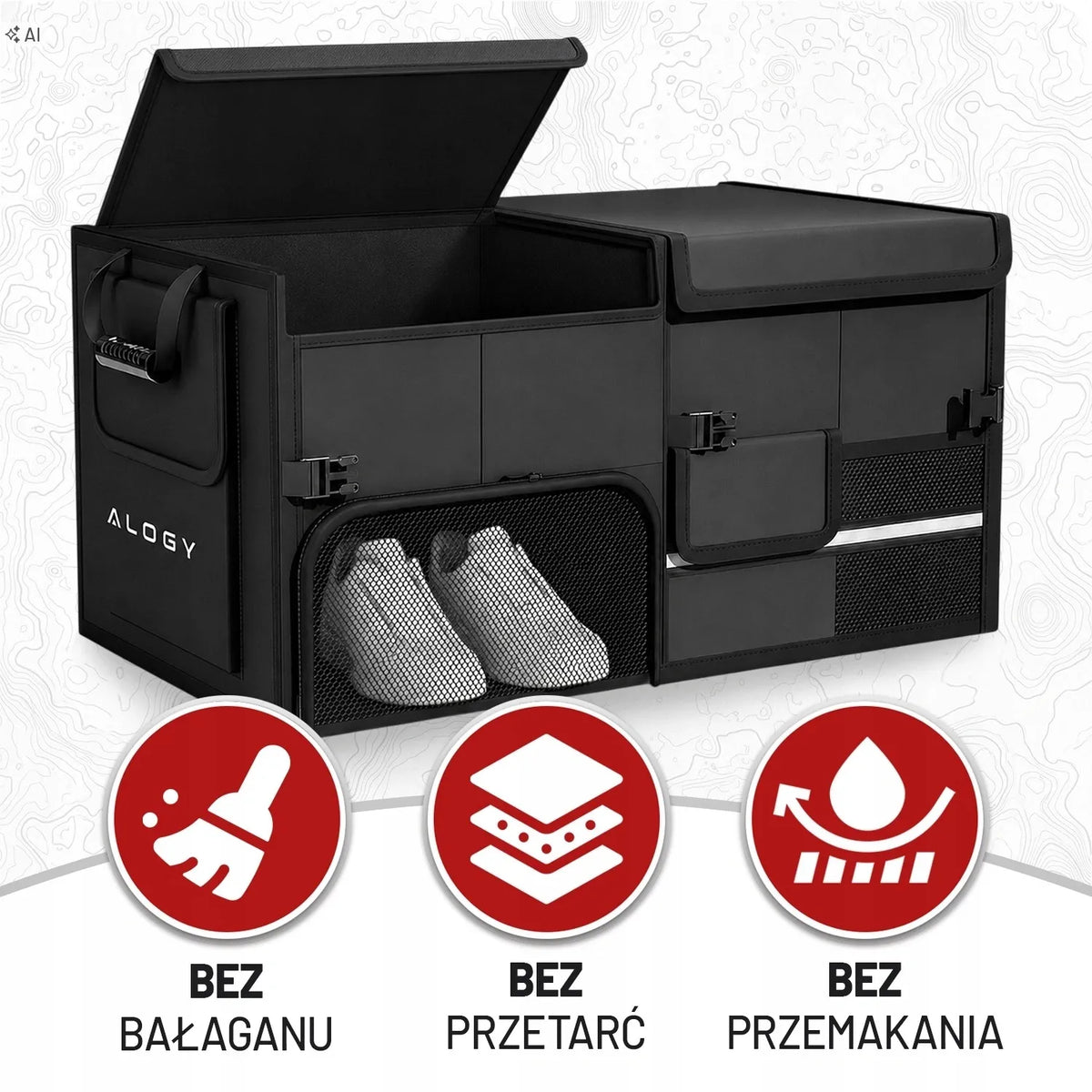 Alogy CarOrganizer™ automobilio bagažinės krepšys-organizatorius, 60 l, 60 × 33 × 30 cm