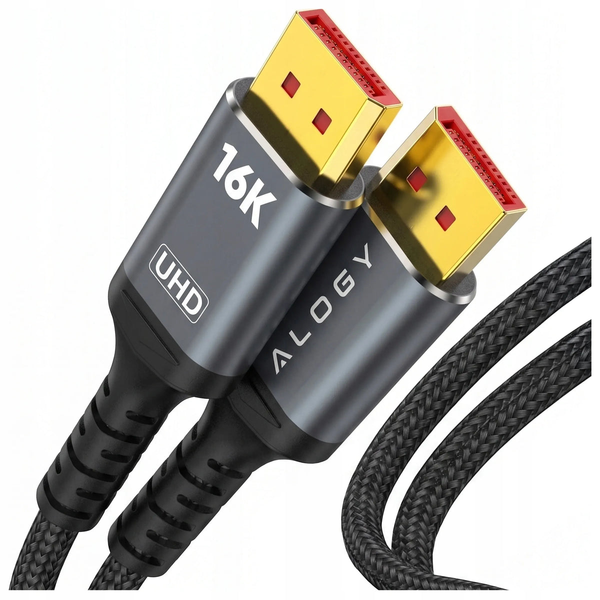 Alogy DisplayPort 2.1 kabelis, 2 m, monitoriui, DP 4K/240 Hz, DSC, FreeSync, G-SYNC