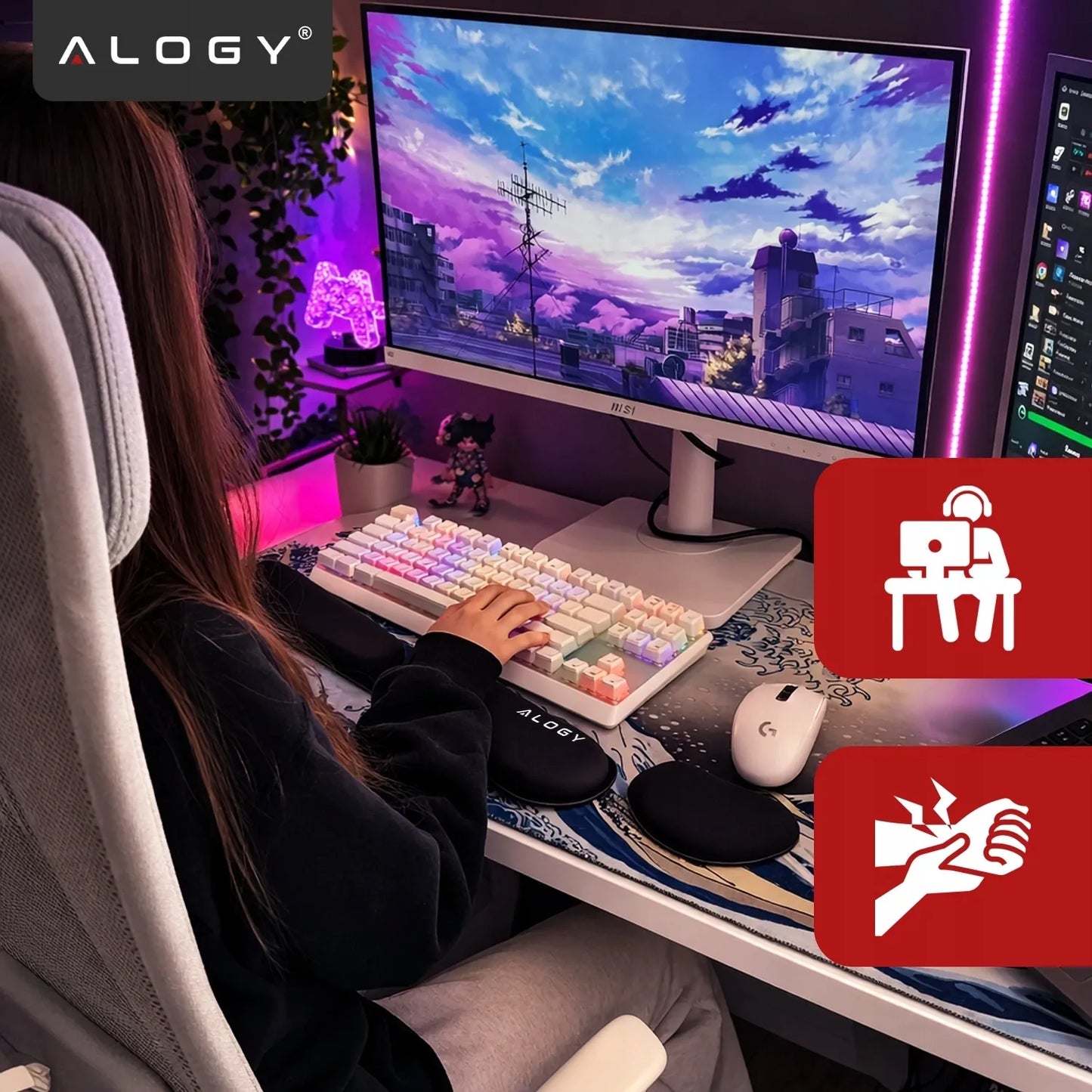 Alogy ErgoPad™ riešų atrama klaviatūrai ir pelei su atminties putomis