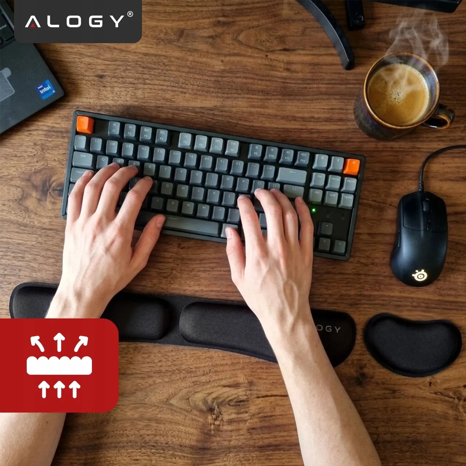 Alogy ErgoPad™ riešų atrama klaviatūrai ir pelei su atminties putomis