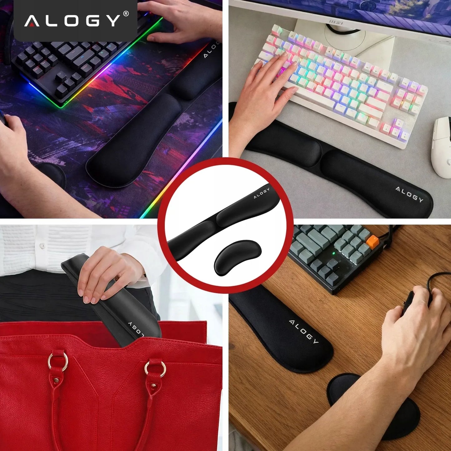 Alogy ErgoPad™ riešų atrama klaviatūrai ir pelei su atminties putomis