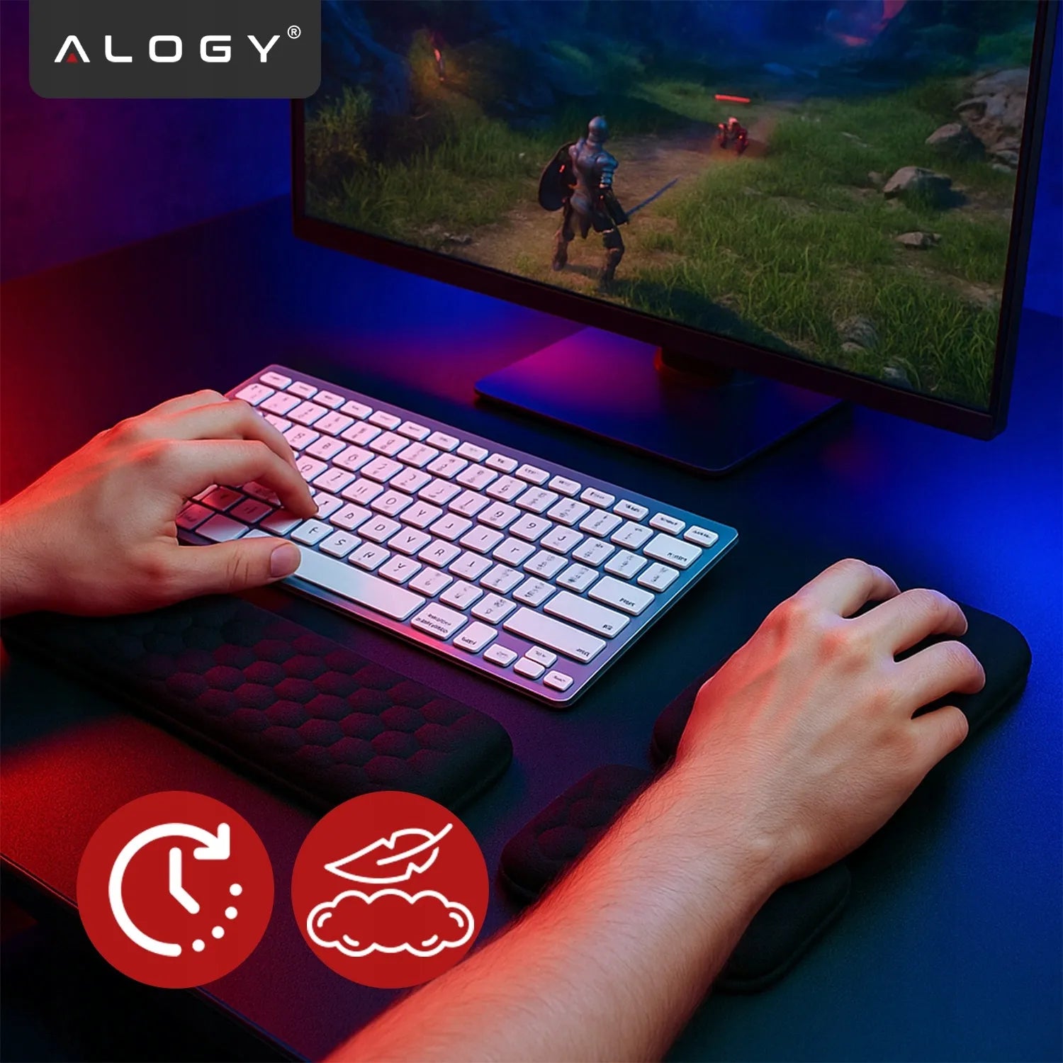 Alogy ErgoSupport™ riešų atrama klaviatūrai ir pelei su Memory Foam putomis