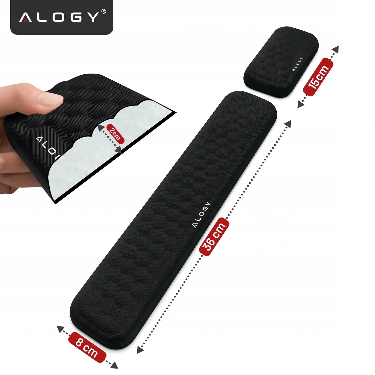 Alogy ErgoSupport™ riešų atrama klaviatūrai ir pelei su Memory Foam putomis
