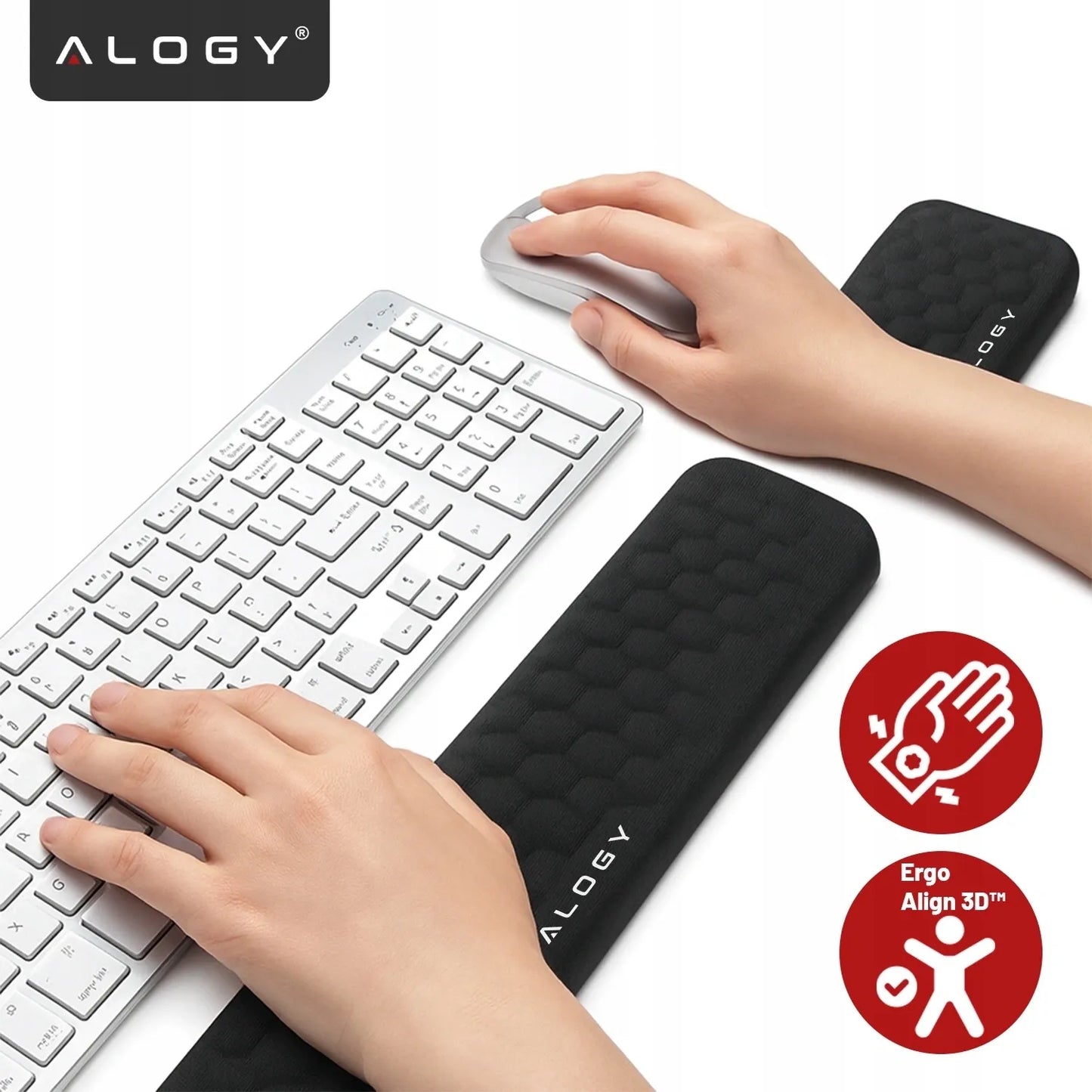 Alogy ErgoSupport™ riešų atrama klaviatūrai ir pelei su Memory Foam putomis