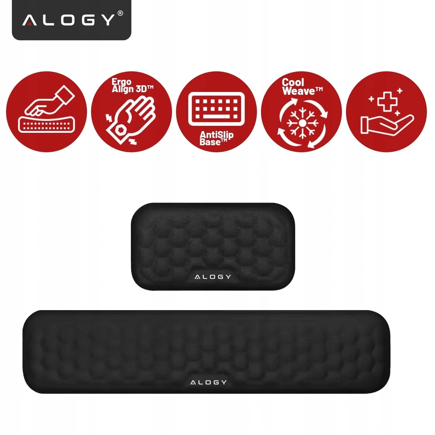 Alogy ErgoSupport™ riešų atrama klaviatūrai ir pelei su Memory Foam putomis