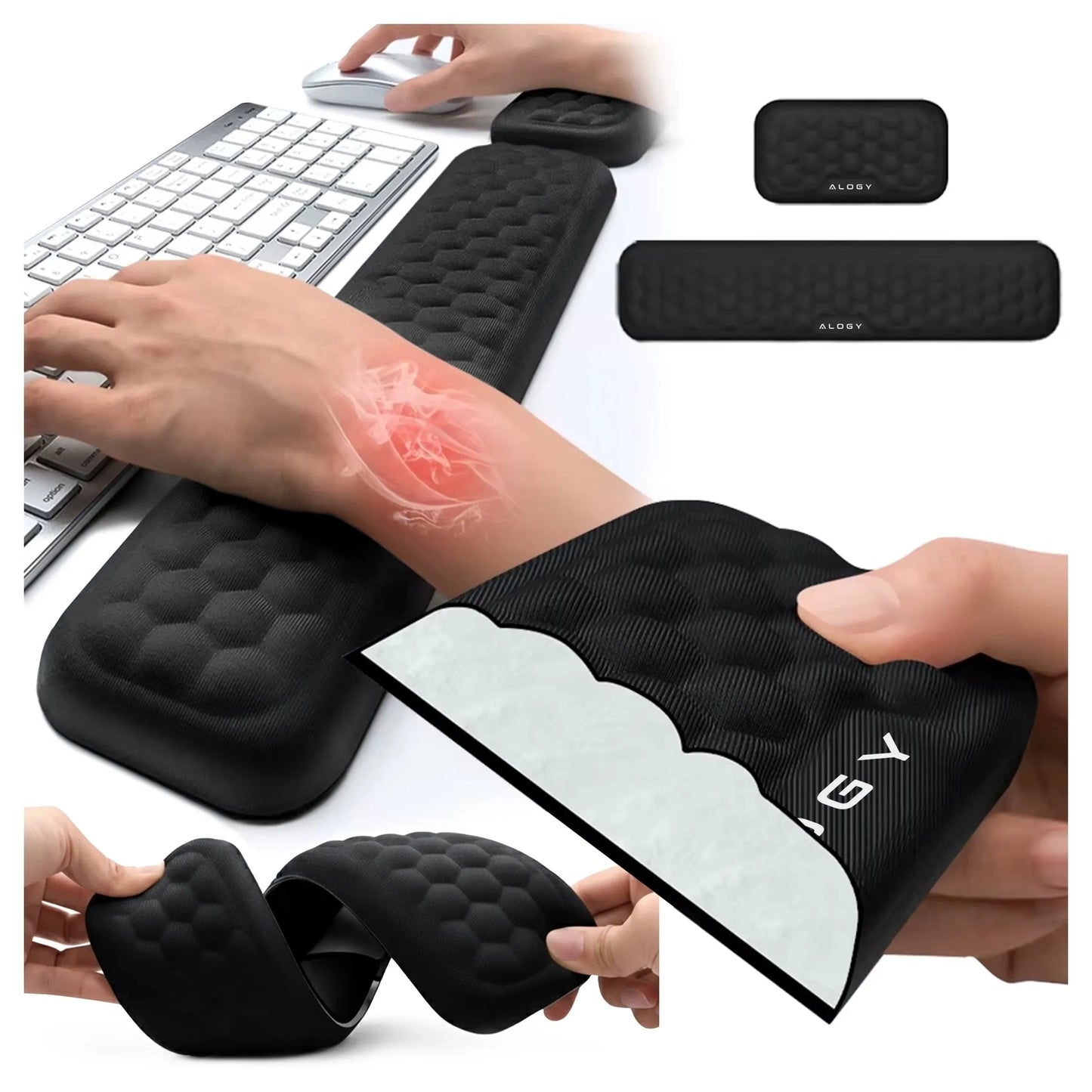 Alogy ErgoSupport™ riešų atrama klaviatūrai ir pelei su Memory Foam putomis