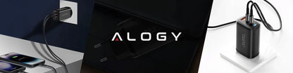 Alogy GaN3 65W tinklo įkroviklis, 2x USB-C + USB-A, PD ir QC