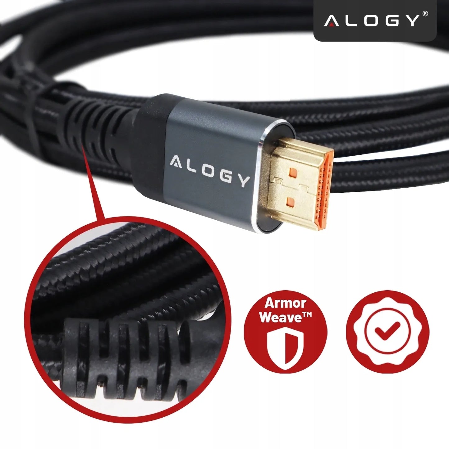 Alogy HDMI 2.1 laidas, itin spartus, 8K 4K eARC, PREMIUM, 10 m