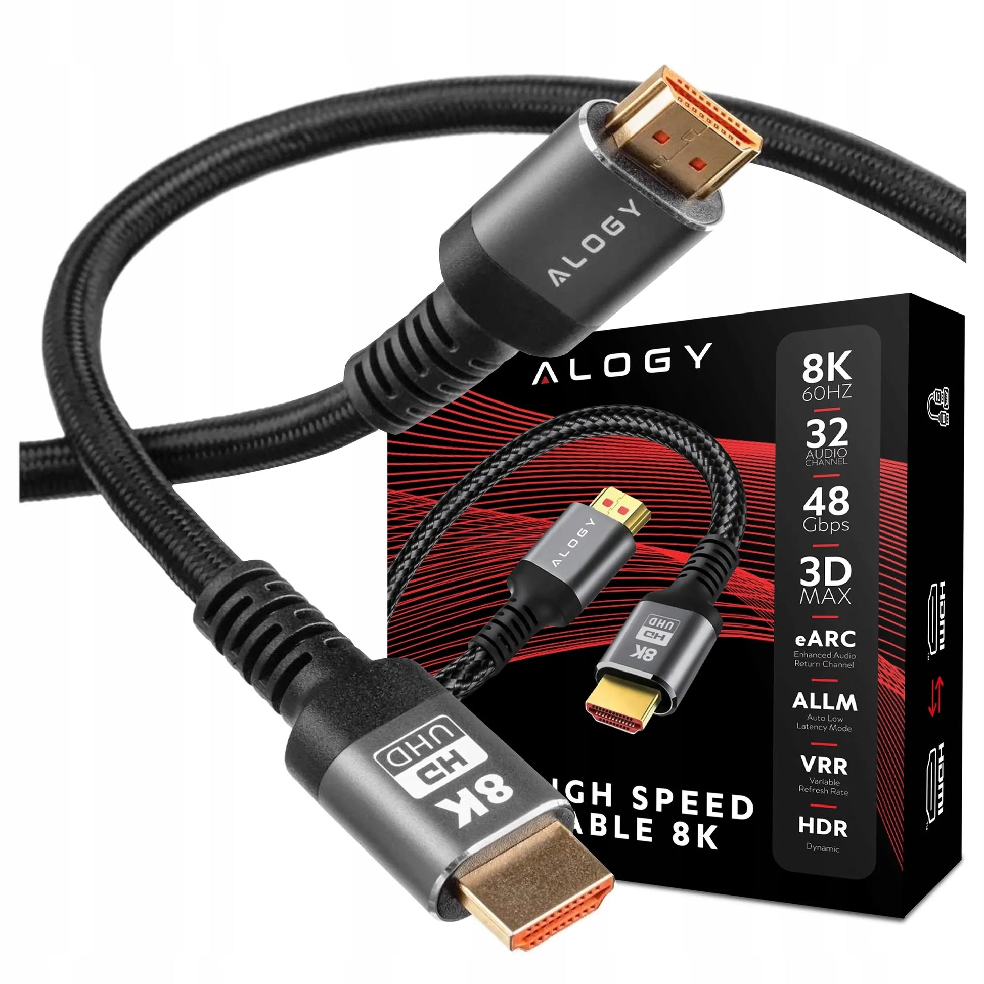 Alogy HDMI 2.1 laidas, itin spartus, 8K 4K eARC, PREMIUM, 10 m
