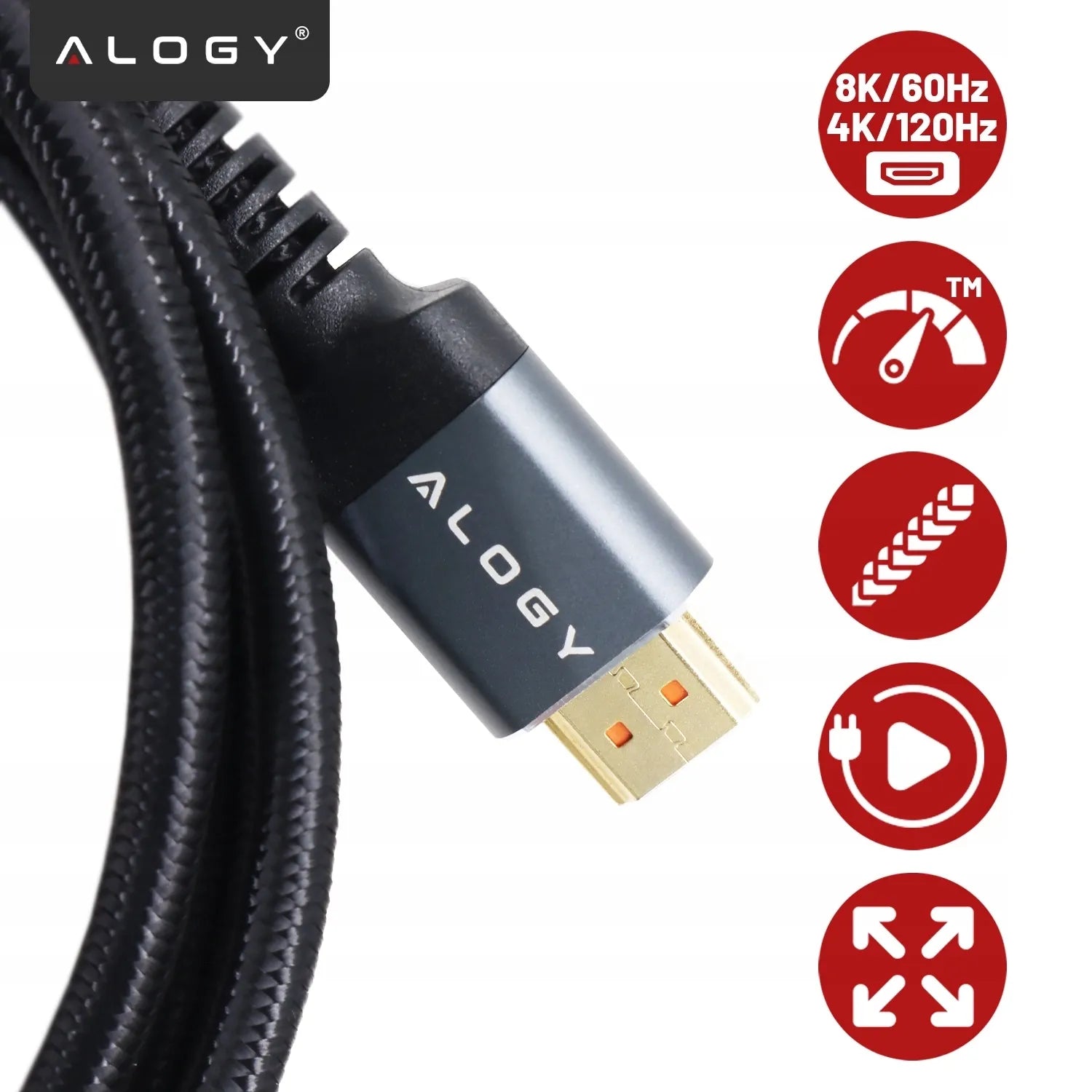 Alogy HDMI 2.1 laidas PREMIUM ULTRA High Speed 8K/60Hz 4K/120Hz 15m