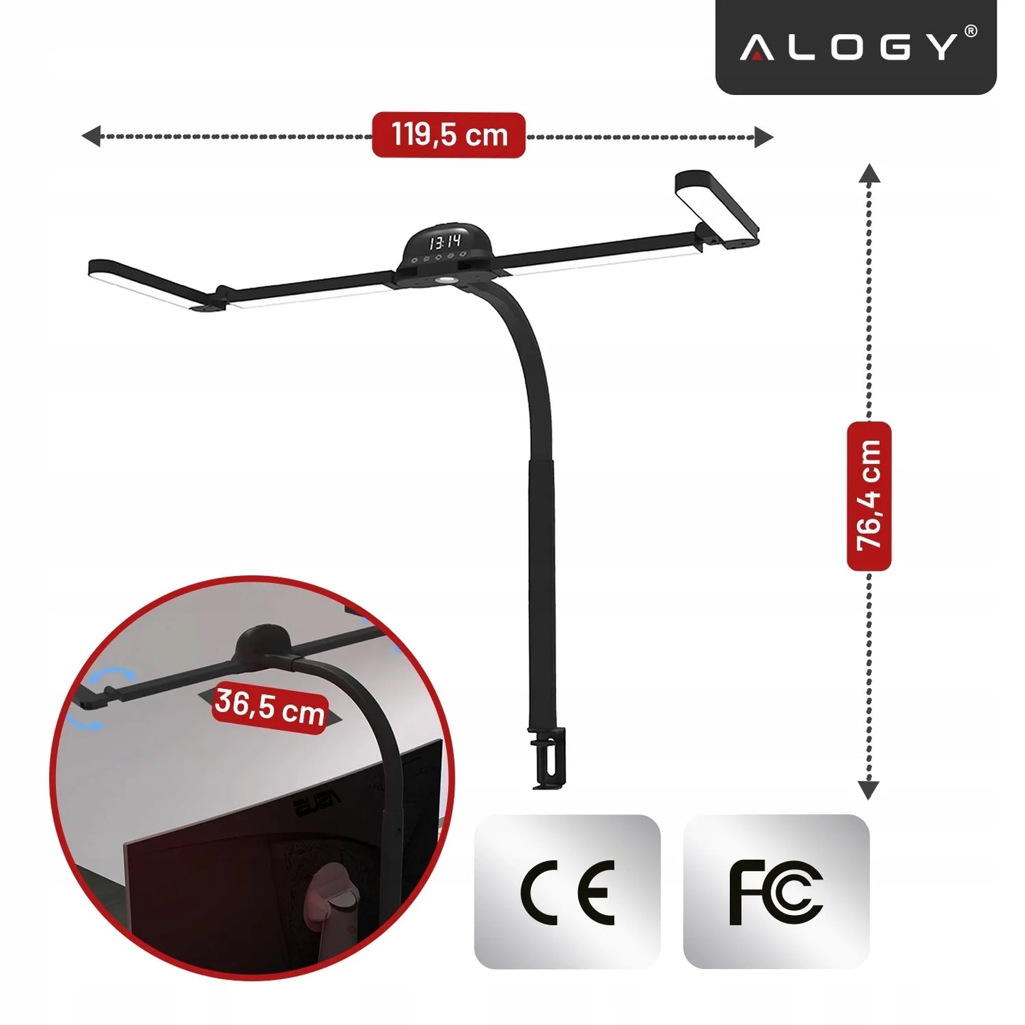 Alogy VisionBar™ LED stalinė lempa, bekontaktė, braižymo, su reguliuojamu ryškumu