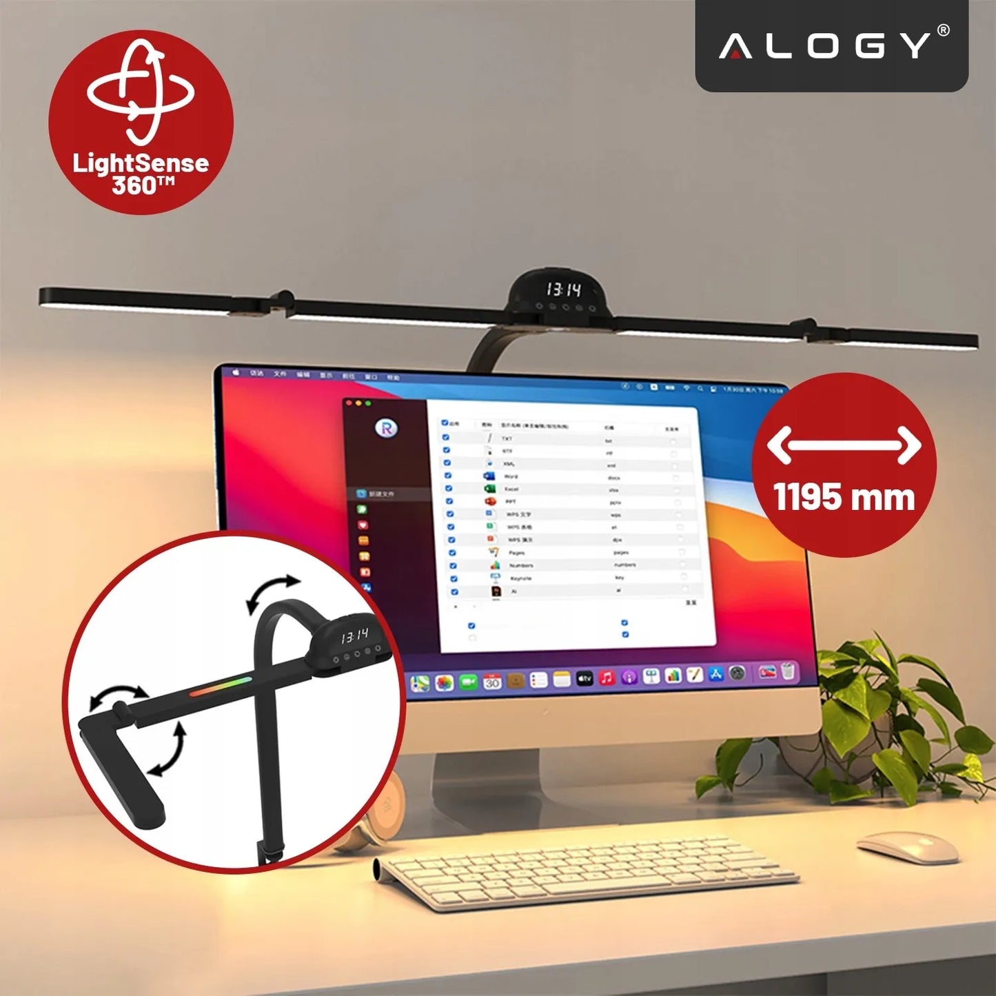 Alogy VisionBar™ LED stalinė lempa, bekontaktė, braižymo, su reguliuojamu ryškumu