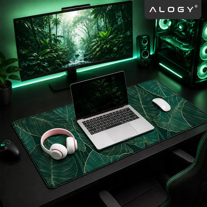 Alogy XL stalo kilimėlis pele ir klaviatūrai, neslystantis, 80x40 cm, Big Leaves