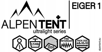 AlpenTent EIGER 1 vienvietė palapinė, ultralengva, 1,5 kg