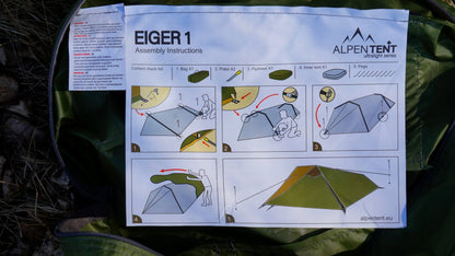 AlpenTent EIGER 1 vienvietė palapinė, ultralengva, 1,5 kg